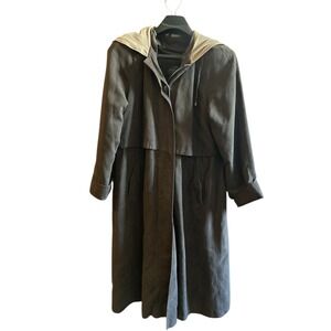 Fleet Street Women's Hooded Trench‎ Coat Water Resistant Lined Size 10P Brown
